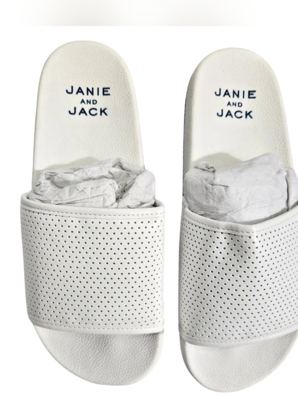 Janie and Jack Girls White Perforated Slide Sandals